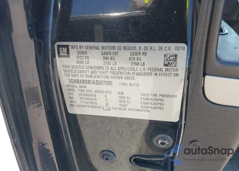 2010 Chevrolet Hhr Lt from USA, damaged, VIN 3GNBABDB3AS587986